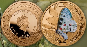 Золотая монета с бабочкой "Аполлон"