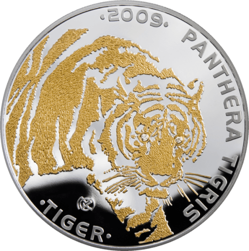 Серебряная монета Казахстана "Тигр" 2009