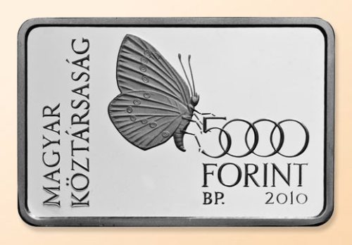 Аверс серебряной монеты Венгрии, 5000 форинтов 2010 года