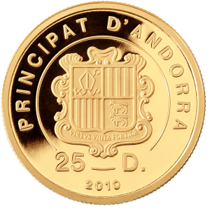 золотая монета "Благая весть" 2010 г. Андорра (аверс)