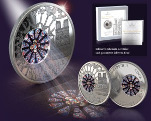 Собор Нотр Дам в Париже. Серебряная монета