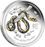 Цветная серебряная монета 1/2 унции "Год Змеи"