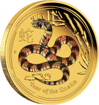 Золотая цветная монета "Год Змеи" 2013 Австралия