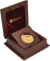 Золотая монета к 175-летию Коронации Королевы Виктории в деревянном футляре, Австралия 2013