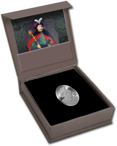 Серебряная монета "Гетман Богдан Хмельницкий" в футляре