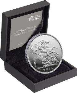 Серебряная монета "Соверен" 2013 к рождению наследника британского престола (в футляре)