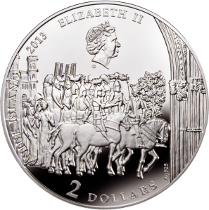 Аверс серебряной монеты Священный Грааль 2 доллара 2013