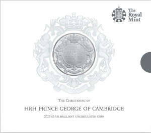 Медно-никелевая крестильная монета 5 фунтов 2013