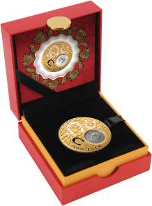 Подковка позолоченная серебряная монета "На удачу!"