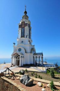 Украина Крым Малореченка Церковь-маяк на берегу Чёрного моря