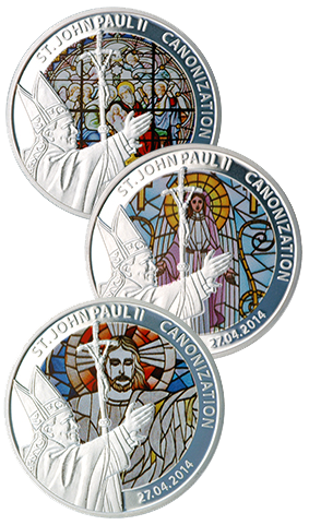Канонизация Ивана Павла II посеребрённые медные монеты Того