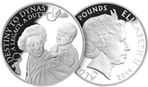 Династия Виндзоров - Принцесса - 5 фунтов Олдерни серебряная монета 2014