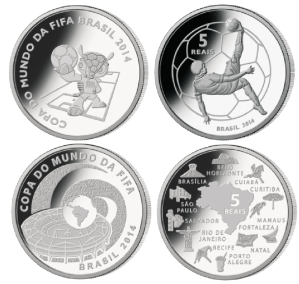 Серебряные монеты Бразилии Чемпионата мира по футболу 2014