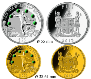 Монеты с малахитом Чемпионата мира по футболу 2014