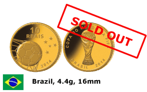 Золотая монета Бразилии Чемпионат мира по футболу 2014