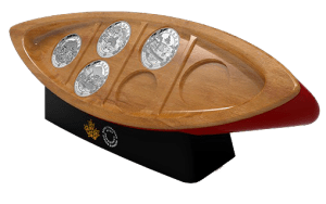 Футляр для набора из 6 серебряных монет Канады 2015 в форме красного каноэ