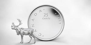 Монета 25 канадских центов 2017