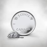 Монета 5 канадских центов 2017 