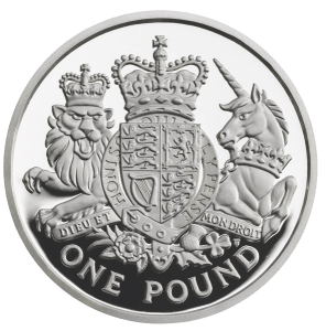 Серебряная монета 1 фунт 2015 Королевский герб реверс