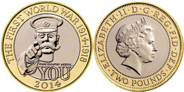 монета о первой мировой войне, монета Великобритании
