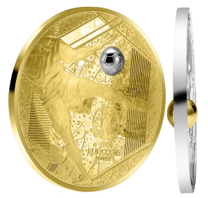 Золотая и серебряная монеты со вставкой-мячом ЕВРО 2016 Франция