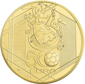 Золотая монета ЕВРО 2016 500 евро Монетный двор Франци Реверс