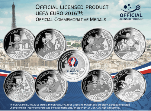 Набор из 8 медалей ЕВРО 2016