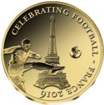 Золотая монета ЕВРО 2016 Кот дИвуар 1000 франков 0.5 г