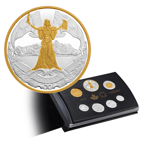 Набор 7 серебряных монет пруф к 150-летию Канады