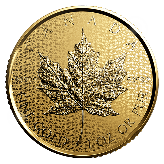 1oz золотая монета Кленовый лист к 150-летию Канады