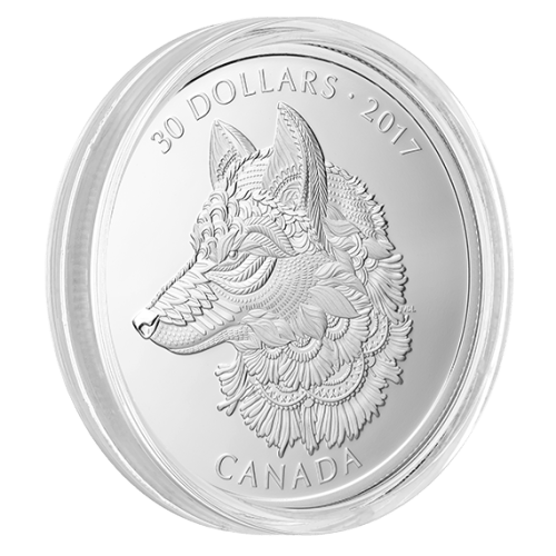 Серебряная монета "Серый волк" Королевский монетный двор Канады 2017